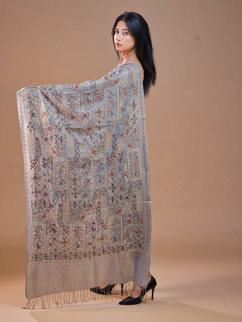 Women's Aari Embroidered Wool Stole
